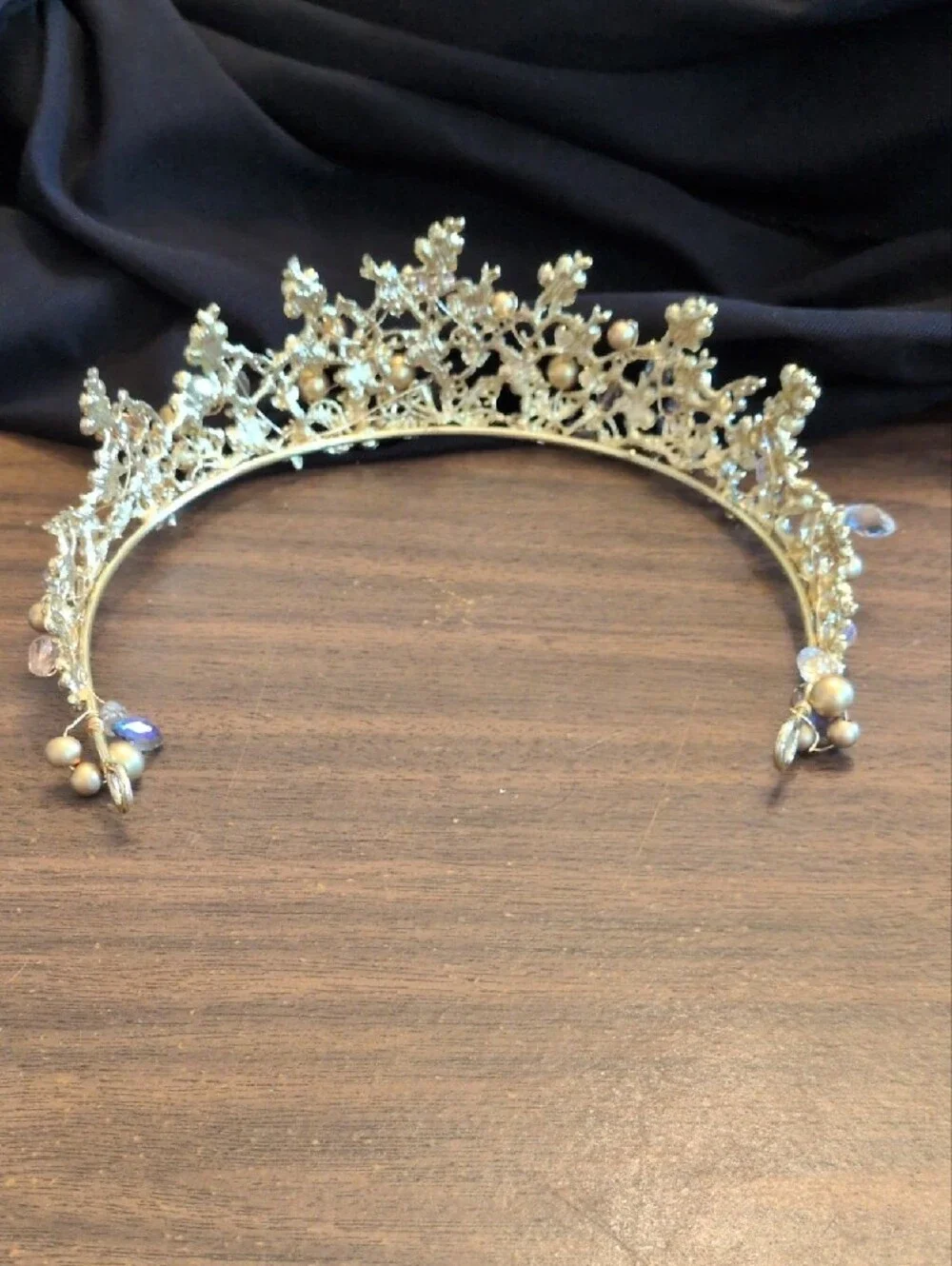 Gold Crystal Floral Tiara